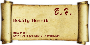 Bobály Henrik névjegykártya